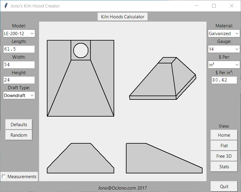 Downdraft Hood with Measurements Hidden